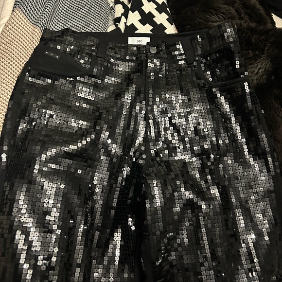 RtA Shimmering Black Sequin Jeans